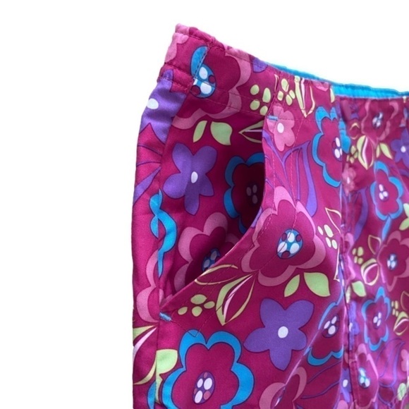 L.L. Bean Skirt Pockets Bright Florals Pink Blue Purple Green Girls Size 6X/7 - Picture 2 of 7